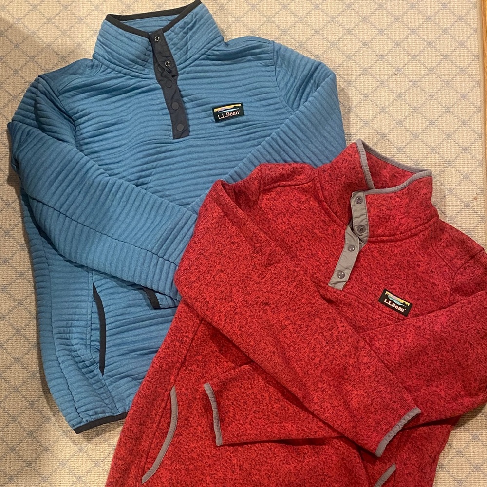 L.L. Bean Blue and Pink Fleece Pullovers women’s size small